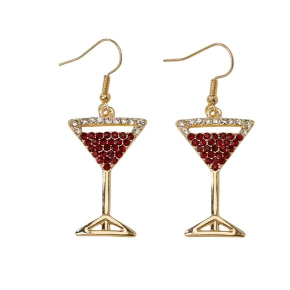 ESPRESSO MARTINI Jeweled Cocktail Night Cap Drop Earrings NEW - Picture 3 of 3